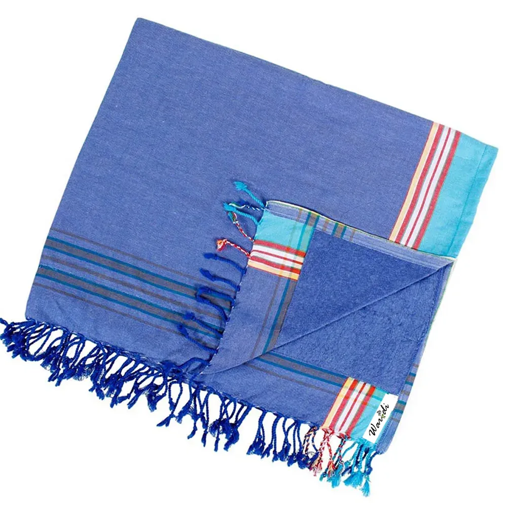 Waridi Kikoi Beach Towel - Blue