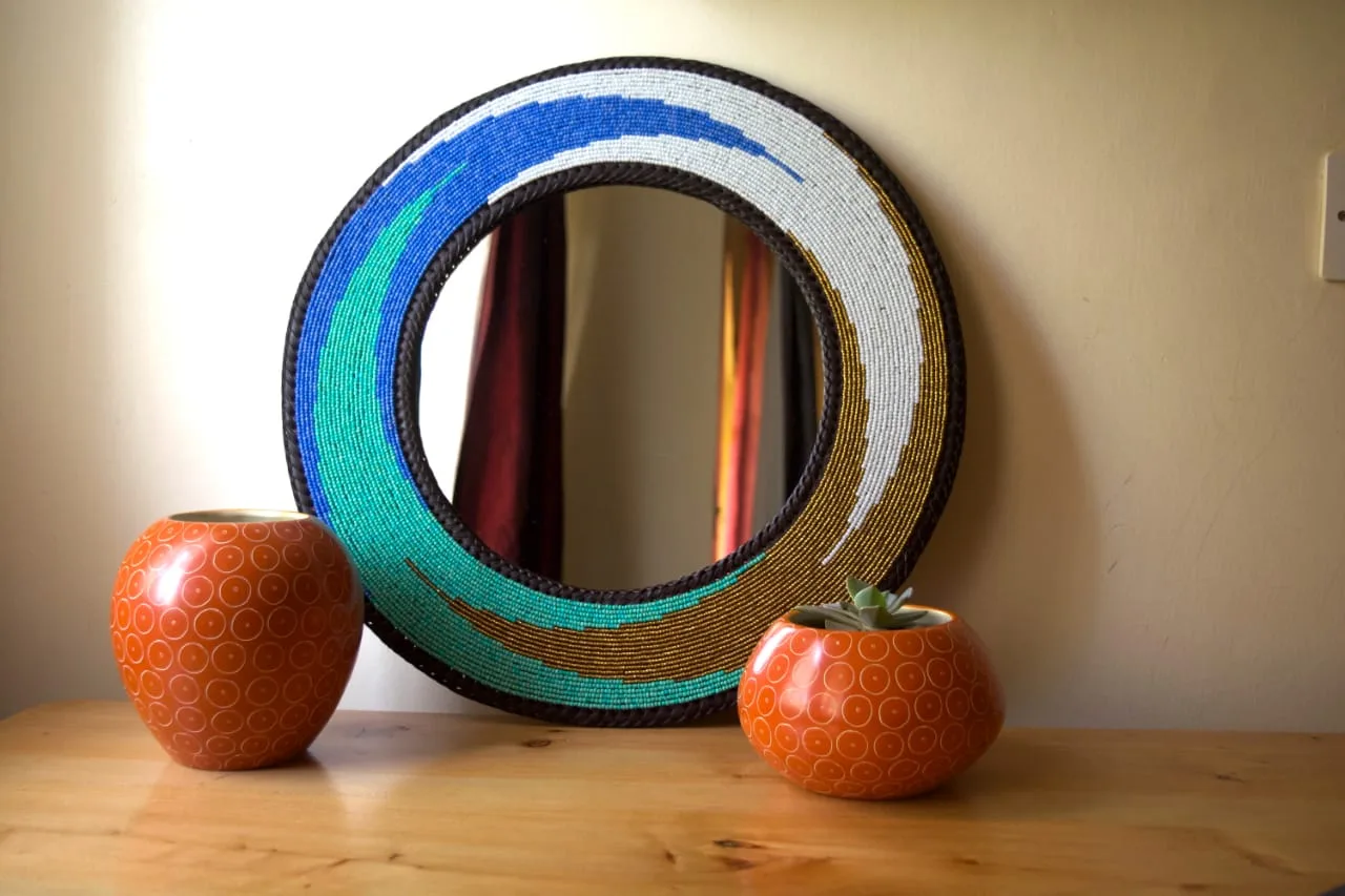 Captivating Ocean Beaded Mirror