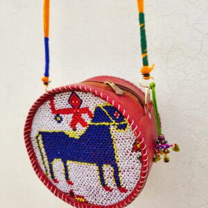 Beaded Leather round bag