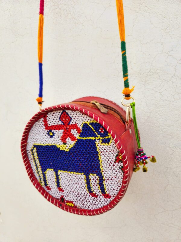 Beaded Leather round bag