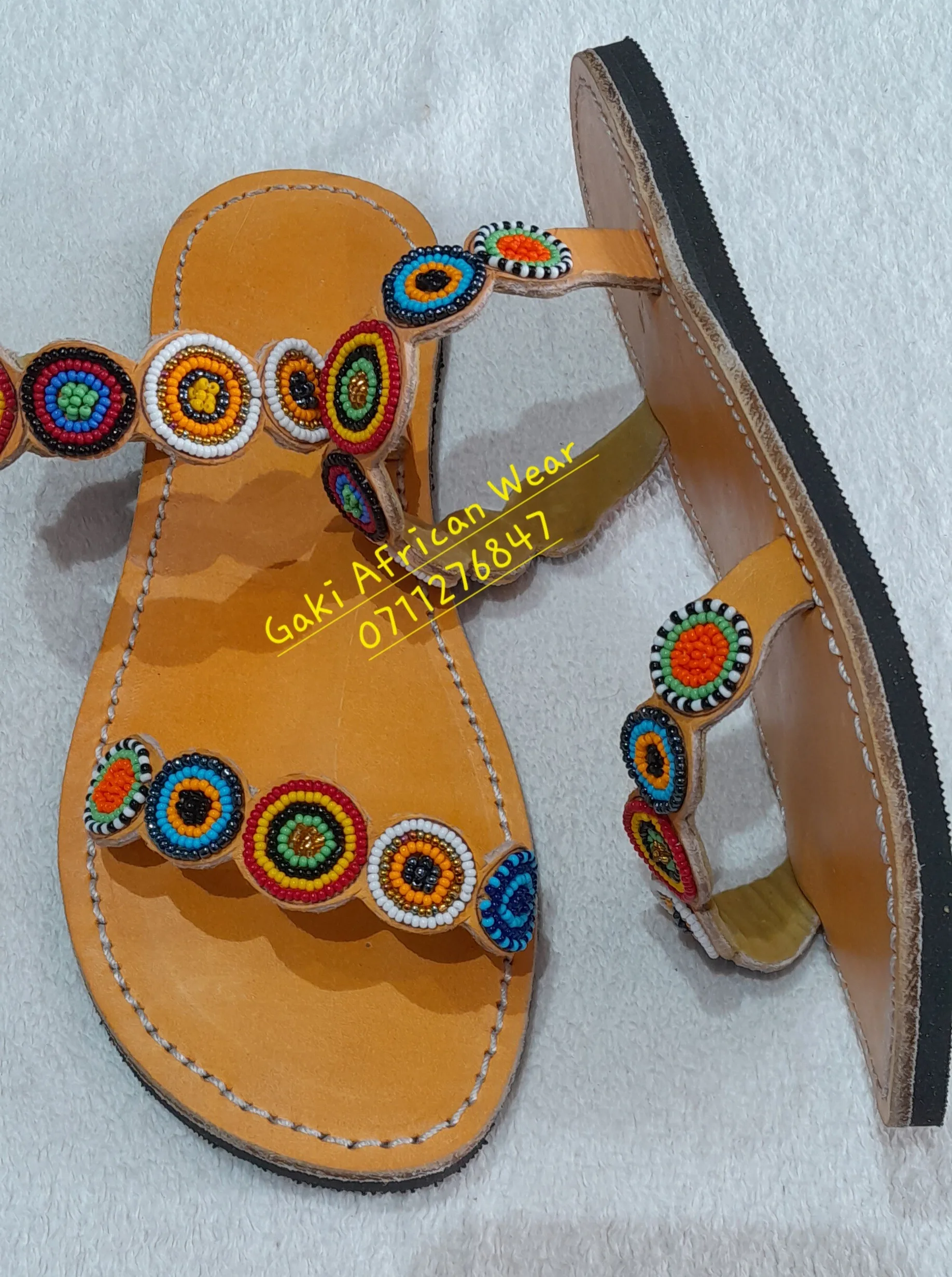 Beaded Leather Sandals