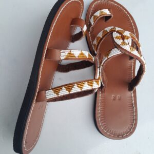 Beaded leather sandals