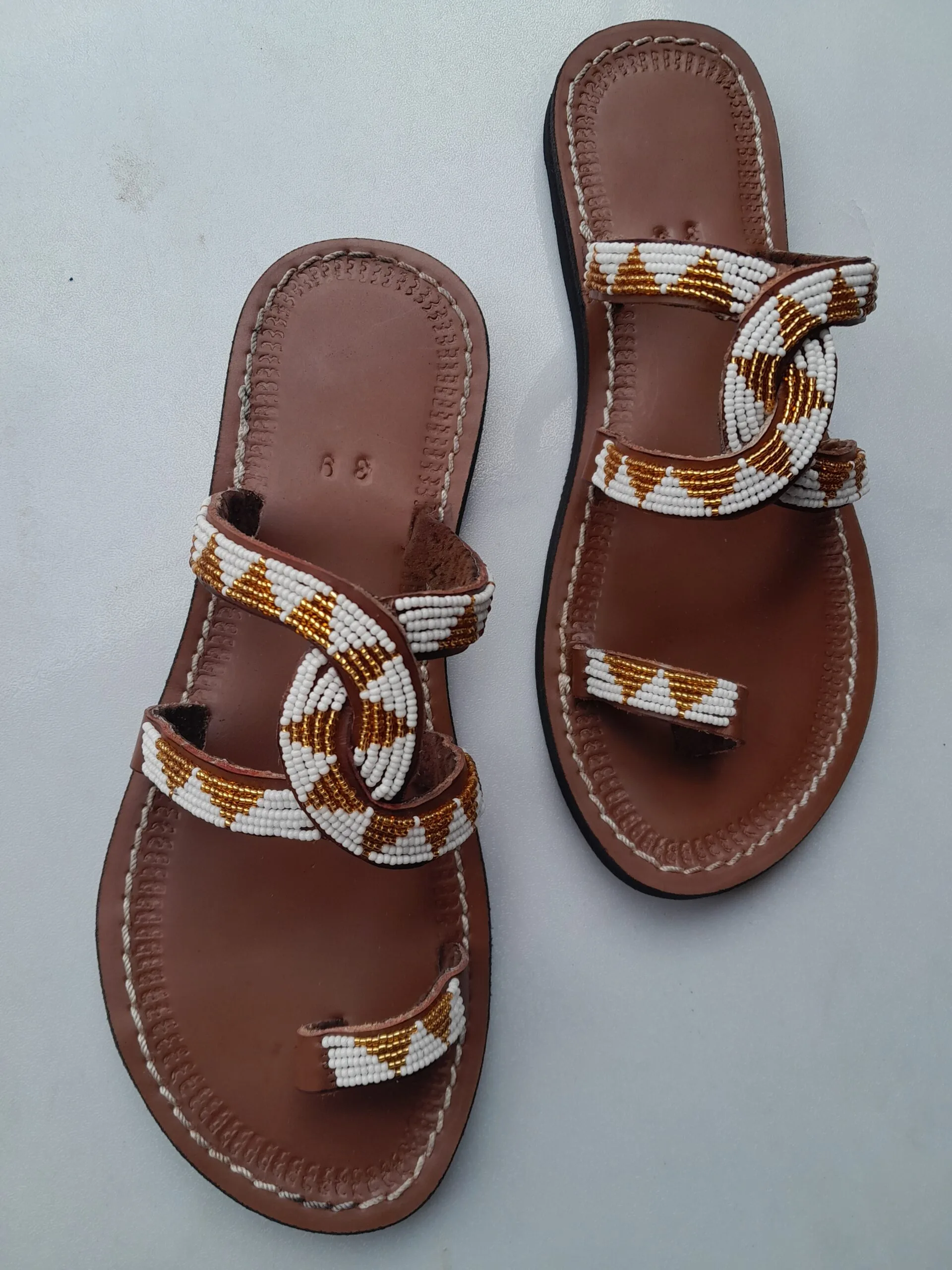 Beaded leather sandals - Image 3