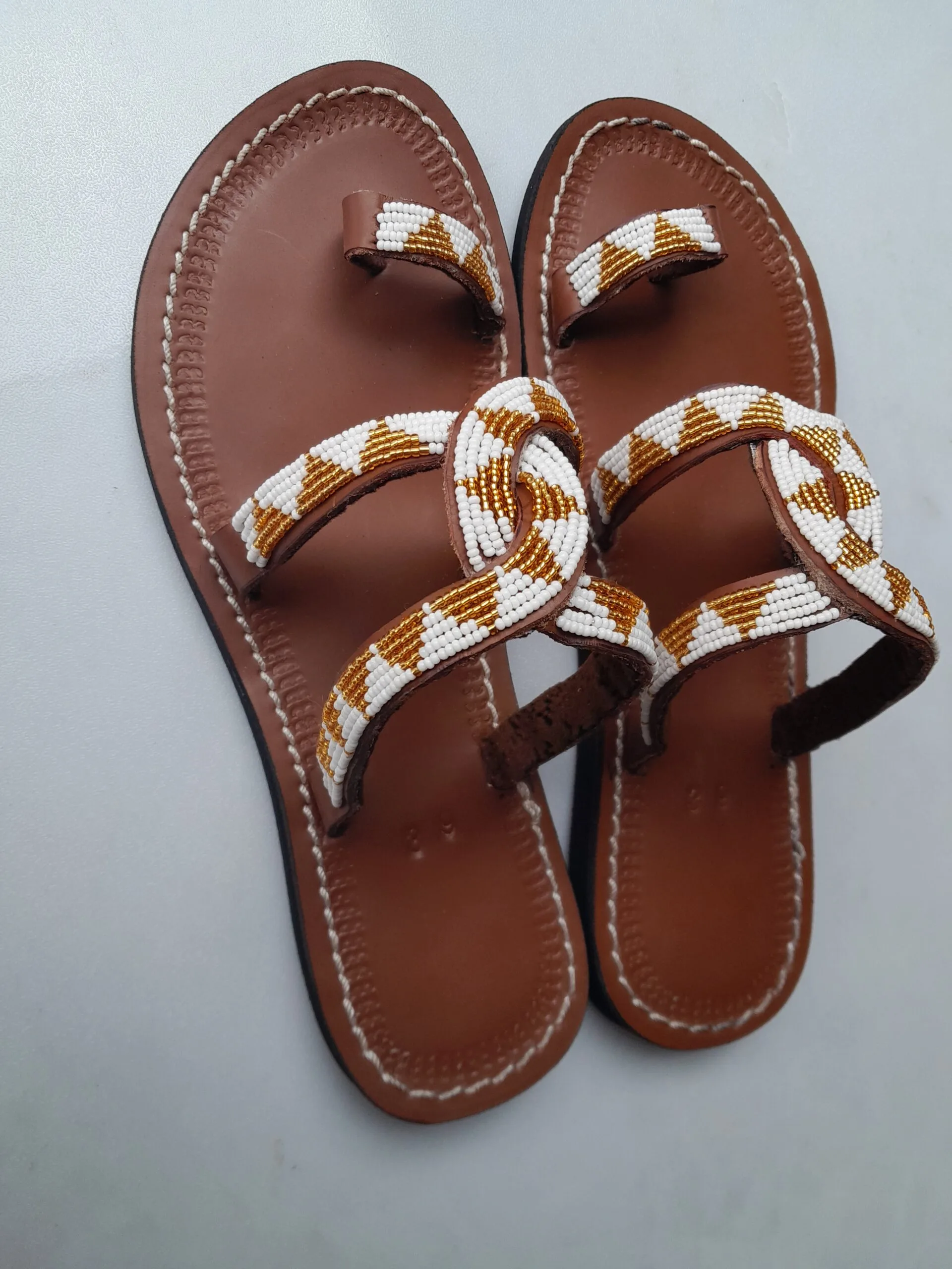 Beaded leather sandals - Image 2